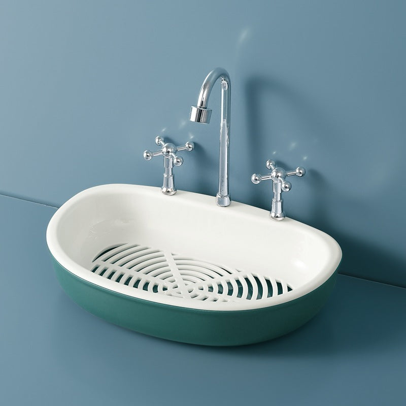 Creative Faucet Sink Soap Box Bathroom Non-Perforated Viscose Drain Double-Layer Soap Box