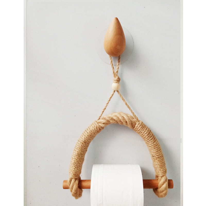 Hand-woven paper roll holder toilet punch-free toilet tissue box paper towel holder toilet paper holder toilet paper twine