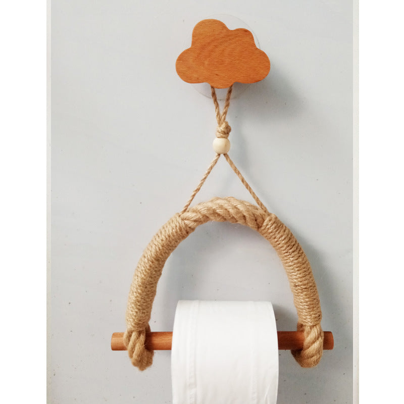 Hand-woven paper roll holder toilet punch-free toilet tissue box paper towel holder toilet paper holder toilet paper twine
