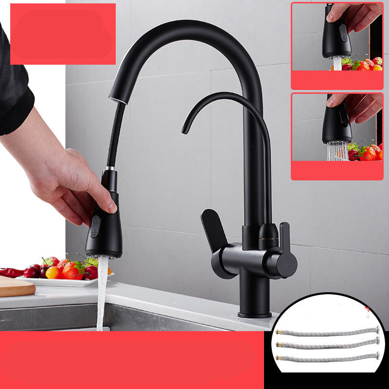 Kitchen Sink Three-in-one Faucet Hot And Cold Pull Type