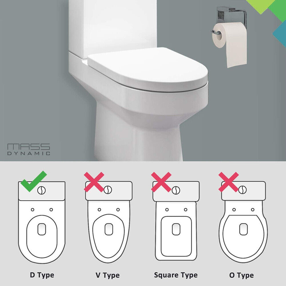 NEW LUXURY BATHROOM SLOW SOFT CLOSE D-SHAPE TOILET SEAT SEATS WC HEAVY DUTY