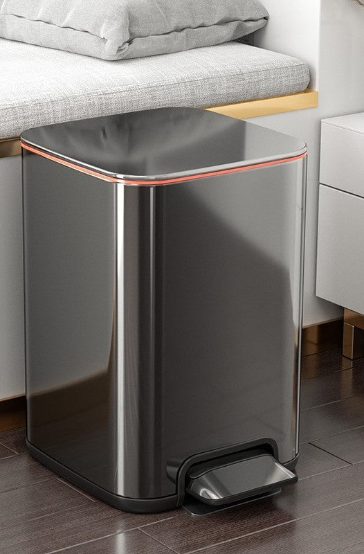 Light Luxury Toilet Toilet Large Capacity Stainless Steel Foot Bin With Lid