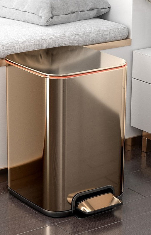 Light Luxury Toilet Toilet Large Capacity Stainless Steel Foot Bin With Lid