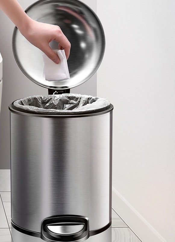 Light Luxury Toilet Toilet Large Capacity Stainless Steel Foot Bin With Lid
