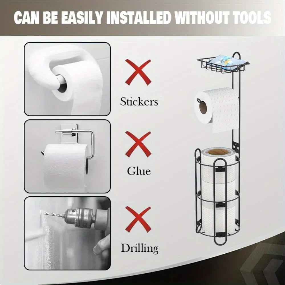 Tissue Paper Roll Stand, Bathroom Toilet Paper Storage Holder, Floor Standing Toilet Paper Dispenser, Clearance