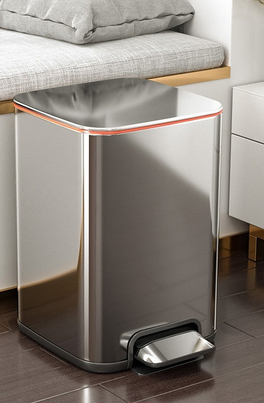 Light Luxury Toilet Toilet Large Capacity Stainless Steel Foot Bin With Lid