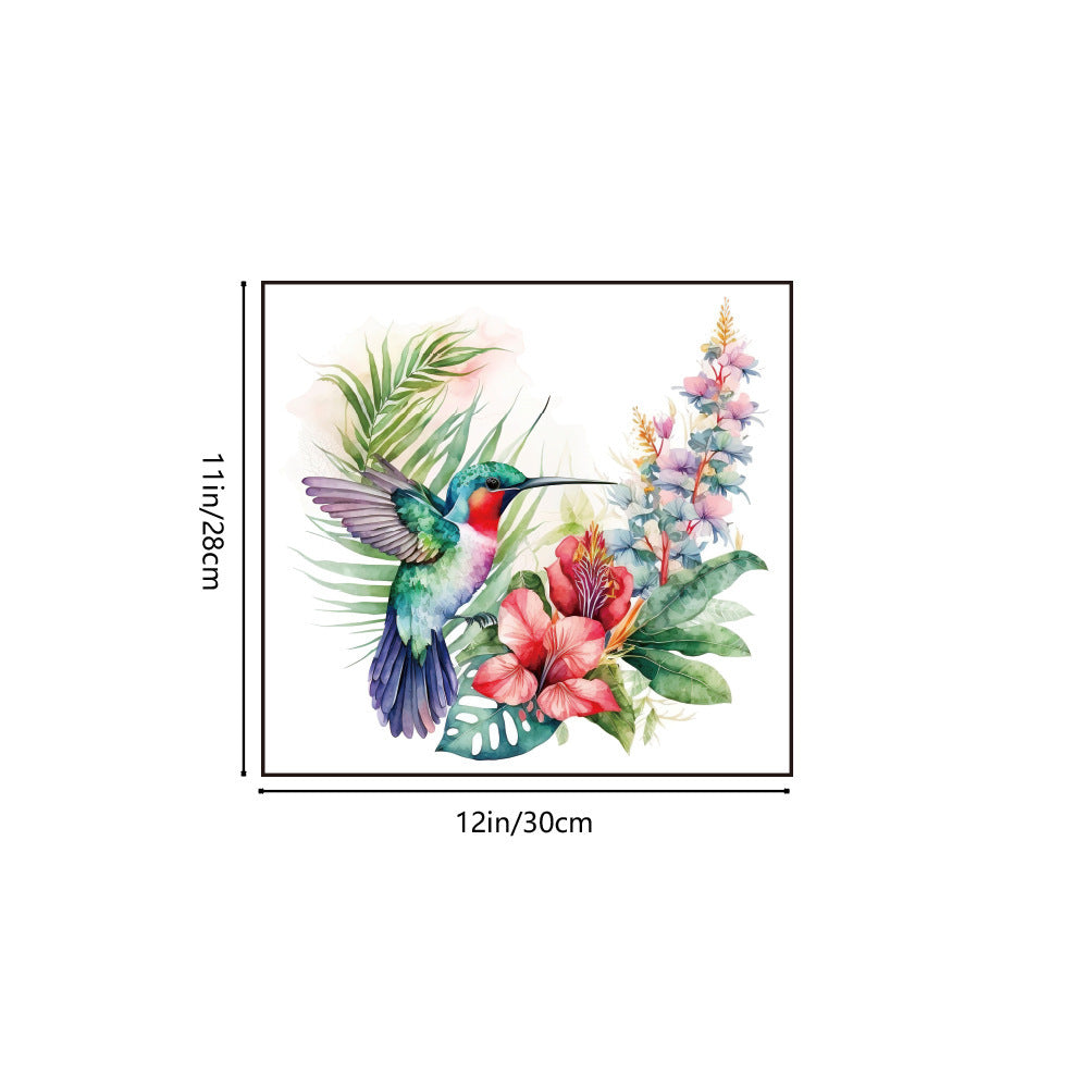 Flower Green Plant Hummingbird Toilet Toilet Water Tank Stickers Home Decoration
