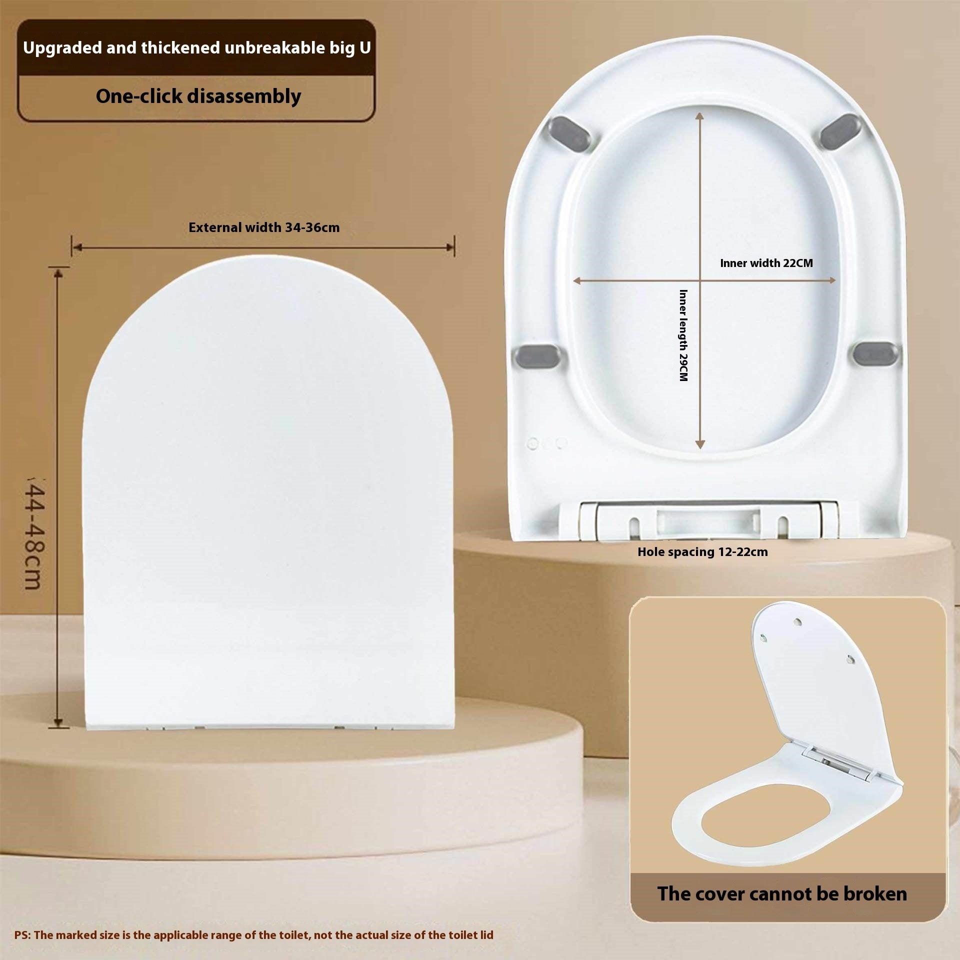 Toilet Lid Home Versatile U-shaped Thickened