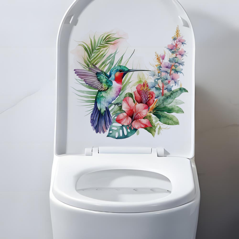 Flower Green Plant Hummingbird Toilet Toilet Water Tank Stickers Home Decoration