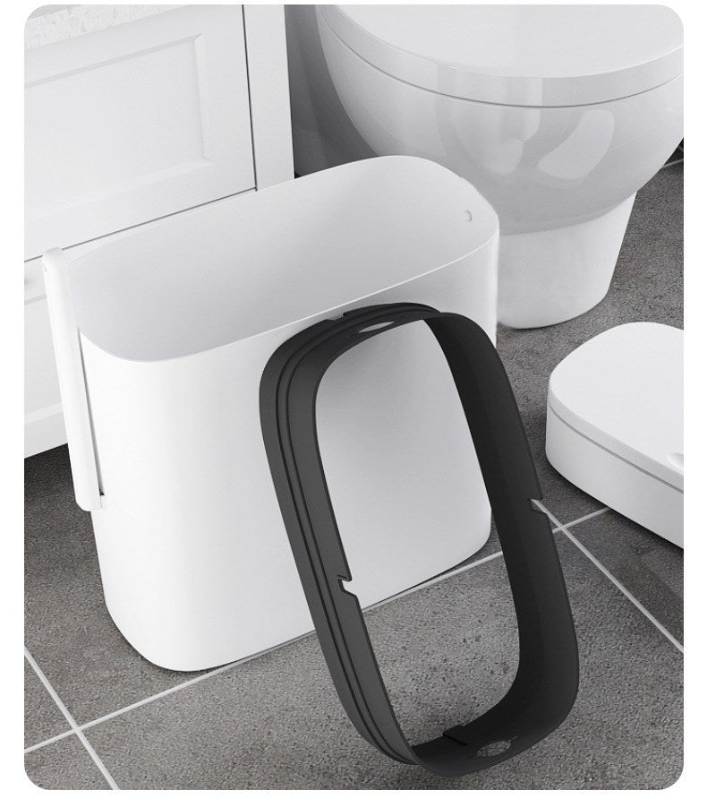 Narrow slit toilet trash bin with lid