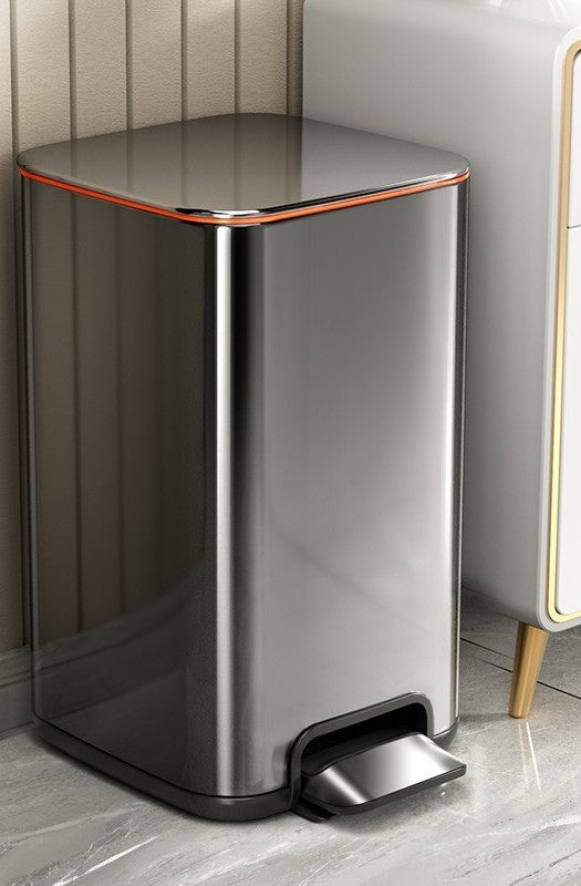 Light Luxury Toilet Toilet Large Capacity Stainless Steel Foot Bin With Lid
