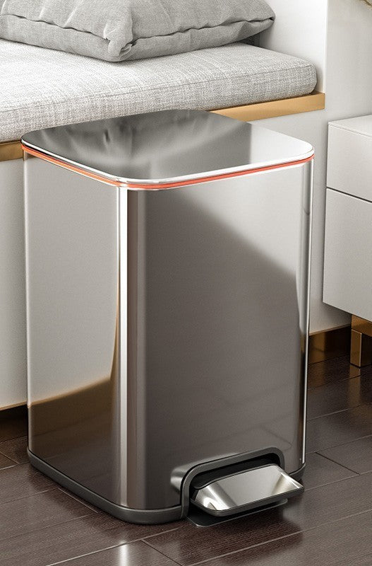 Light Luxury Toilet Toilet Large Capacity Stainless Steel Foot Bin With Lid