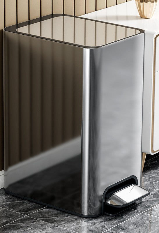Light Luxury Toilet Toilet Large Capacity Stainless Steel Foot Bin With Lid