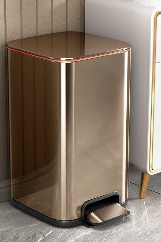 Light Luxury Toilet Toilet Large Capacity Stainless Steel Foot Bin With Lid