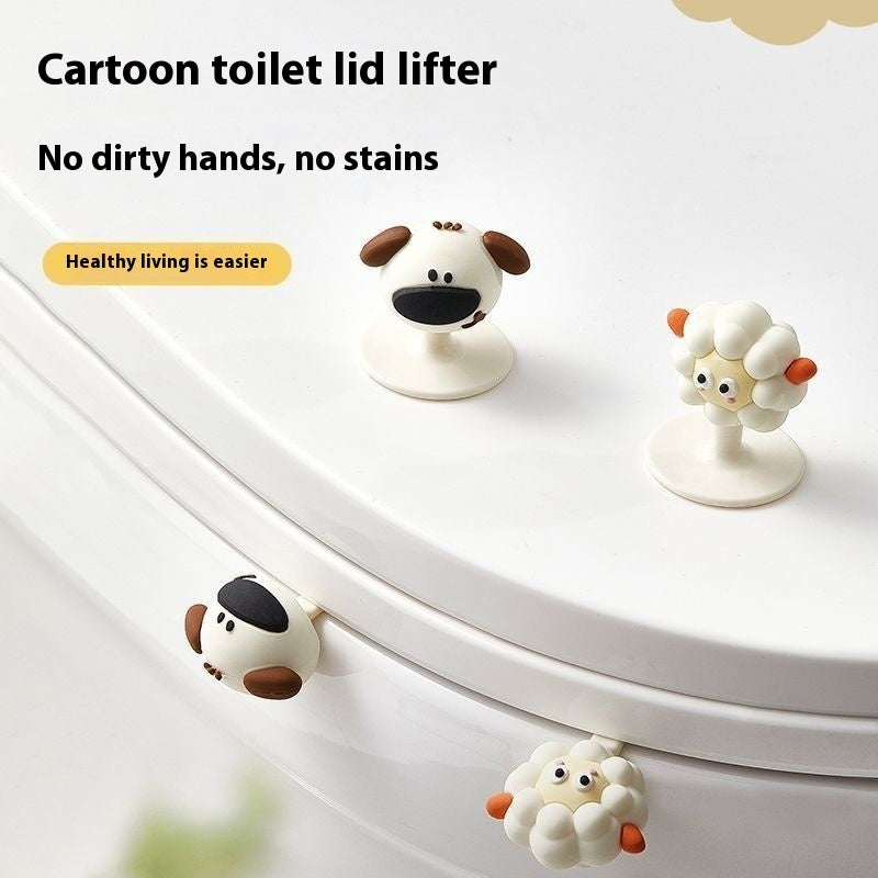 Toilet Lid Handle Is Not Dirty. Hand Lift Lid Handle