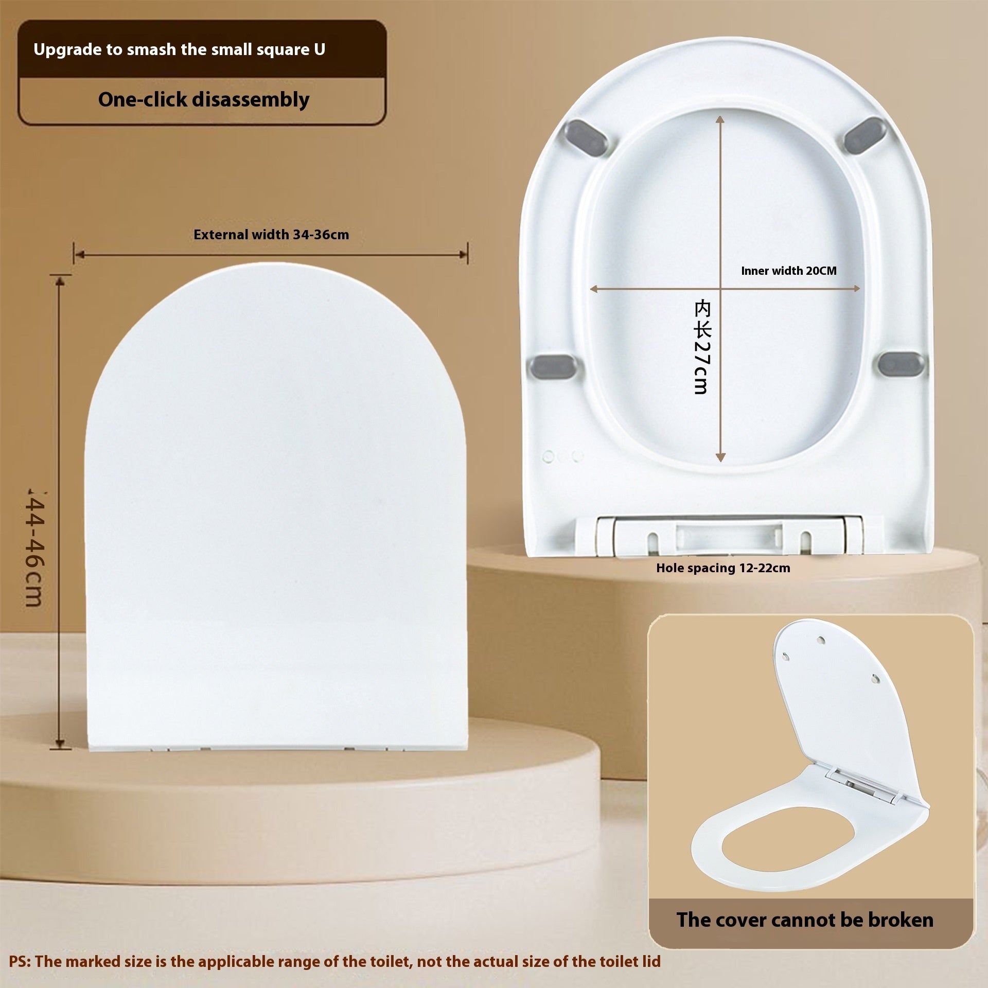 Toilet Lid Home Versatile U-shaped Thickened