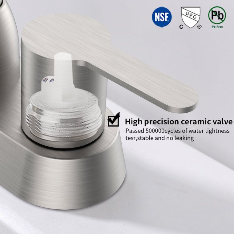 2 Handles Bathroom Sink Faucet, Brushed Nickel Centerset RV Bathroom Faucets For 2 3 Hole